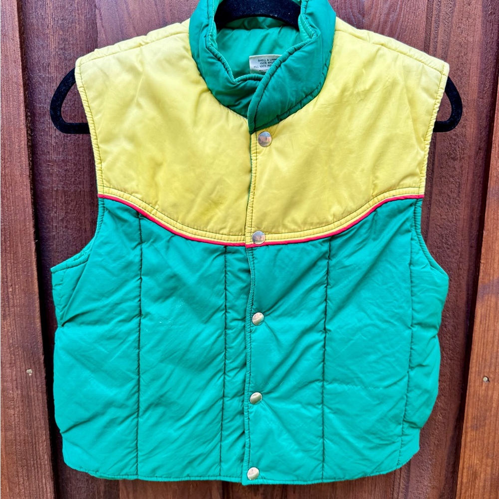 Vintage 80s Color Block Youth Puffer Vest XL/18